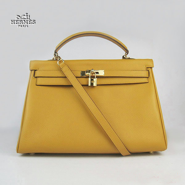 6308 Hermes Kelly 35 centimetri Togo Leather Bag Giallo 6308 Oro Hardwar